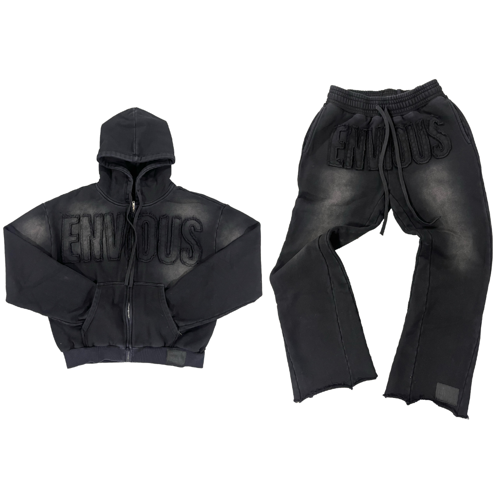 Envious Skull Zip Up + Flare Pants (BLACKOUT) Bundle Deal