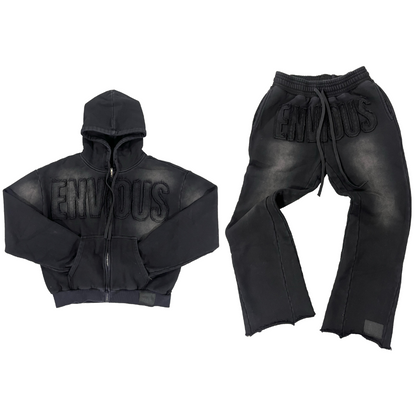 Envious Skull Zip Up + Flare Pants (BLACKOUT) Bundle Deal