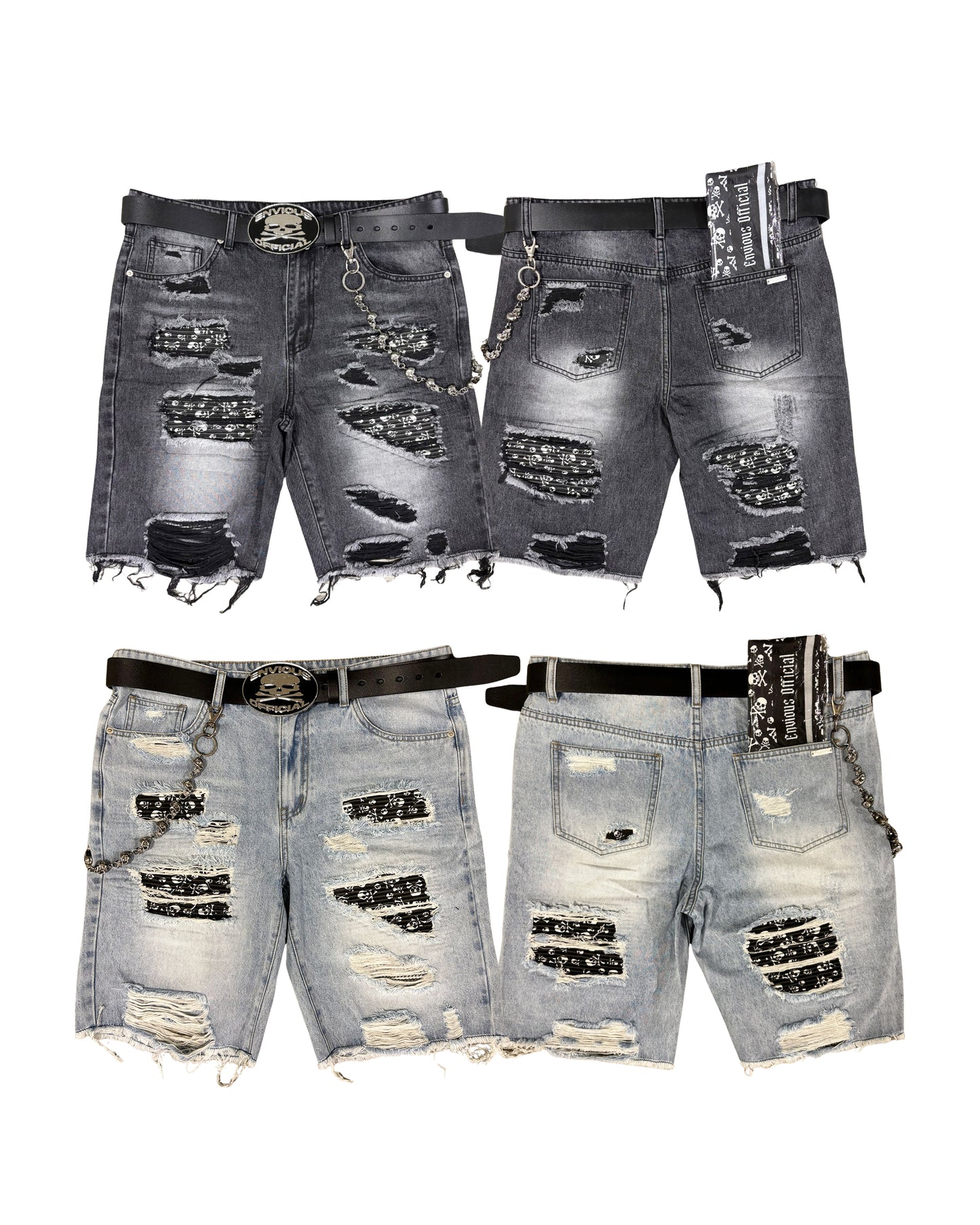 Skull Rip Denim Shorts Bundle