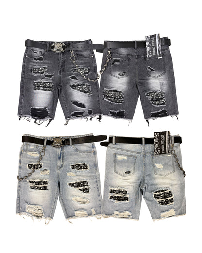 Skull Rip Denim Shorts Bundle