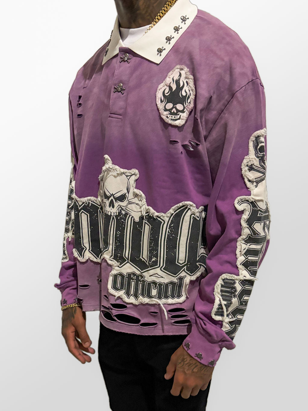 Purp Skully Button Up