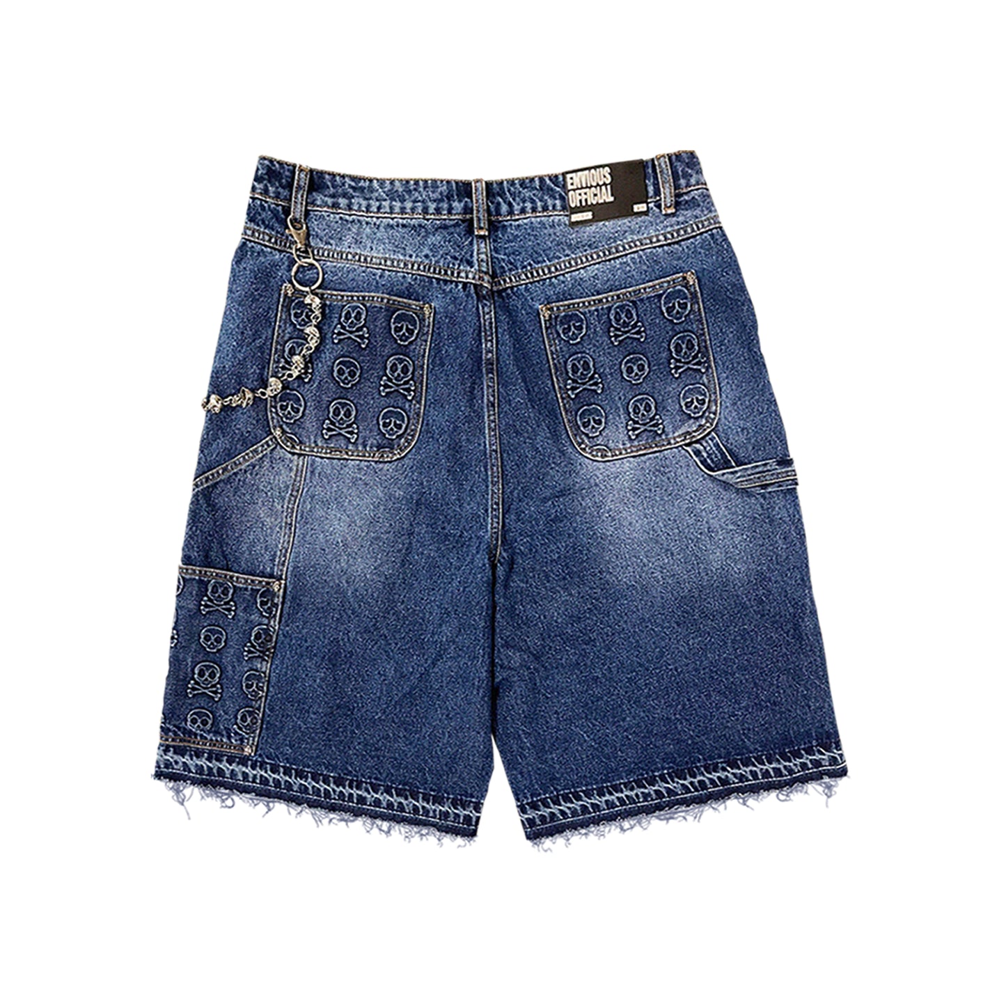 Skull Banger Baggy Denim Shorts (BLUE)