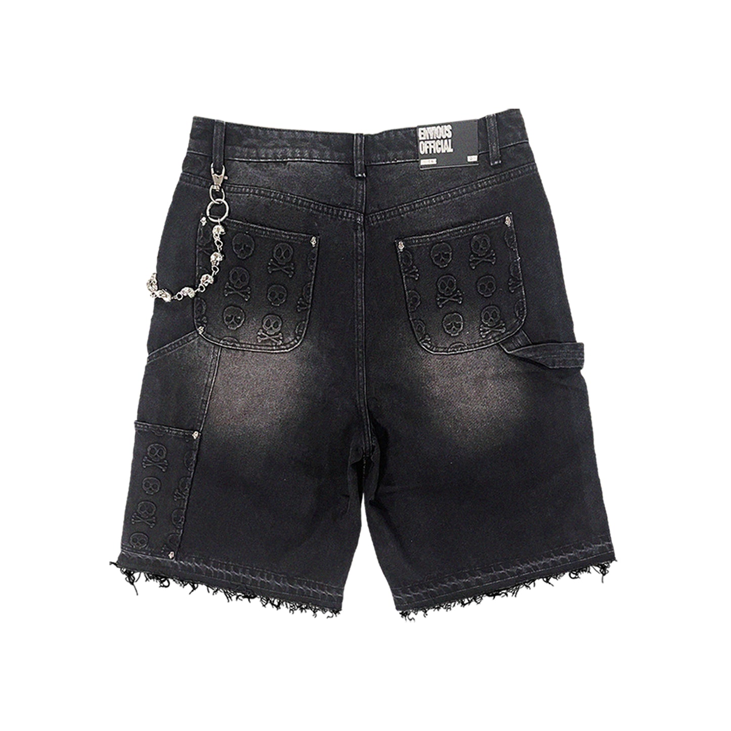 Skull Banger Baggy Denim Shorts (BLACK)